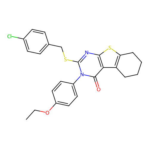2-((4-chlorobenzyl)thio)-3-(4-ethoxyphenyl)-5,6,7,8-tetrahydrobenzo[4,5]thieno[2,3-d]pyrimidin-4(3H)-one structure