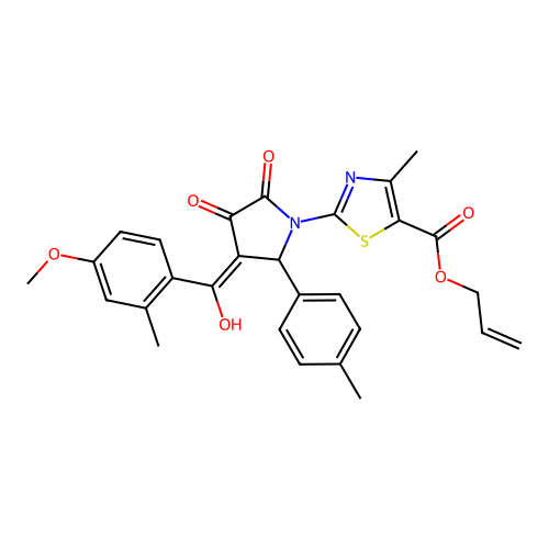 allyl 2-(3-hydroxy-4-(4-methoxy-2-methylbenzoyl)-2-oxo-5-(p-tolyl)-2,5-dihydro-1H-pyrrol-1-yl)-4-methylthiazole-5-carboxylate structure