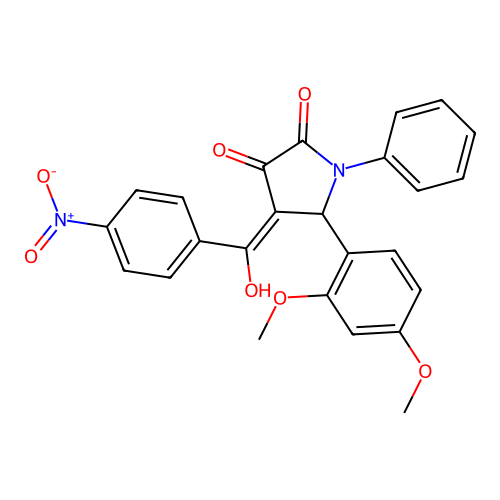(4E)-5-(2,4-dimethoxyphenyl)-4-[hydroxy(4-nitrophenyl)methylidene]-1-phenylpyrrolidine-2,3-dione structure