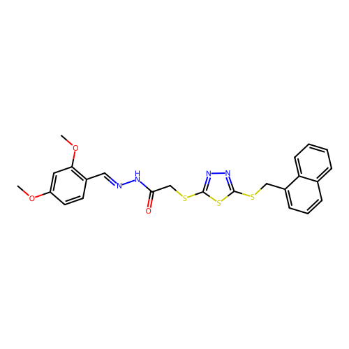 (E)-N'-(2,4-dimethoxybenzylidene)-2-((5-((naphthalen-1-ylmethyl)thio)-1,3,4-thiadiazol-2-yl)thio)acetohydrazide structure