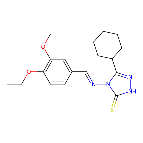 5-Cyclohexyl-4-((4-ethoxy-3-methoxybenzylidene)amino)-4H-1,2,4-triazole-3-thiol structure