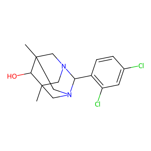 2-(2,4-Dichlorophenyl)-5,7-dimethyl-1,3-diazatricyclo[3.3.1.1~3,7~]decan-6-ol structure