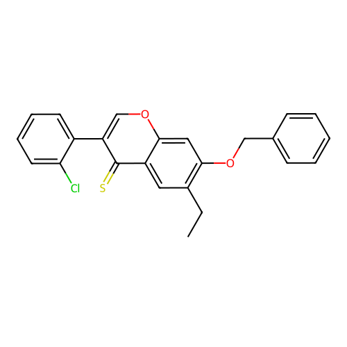 7-(benzyloxy)-3-(2-chlorophenyl)-6-ethyl-4H-chromene-4-thione structure