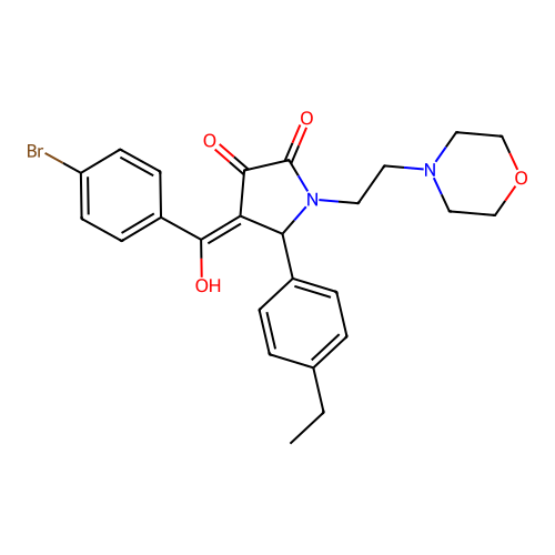 (4E)-4-[(4-bromophenyl)-hydroxymethylidene]-5-(4-ethylphenyl)-1-(2-morpholin-4-ylethyl)pyrrolidine-2,3-dione structure