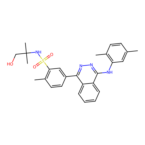 5-{4-[(2,5-dimethylphenyl)amino]phthalazin-1-yl}-N-(1-hydroxy-2-methylpropan-2-yl)-2-methylbenzenesulfonamide structure
