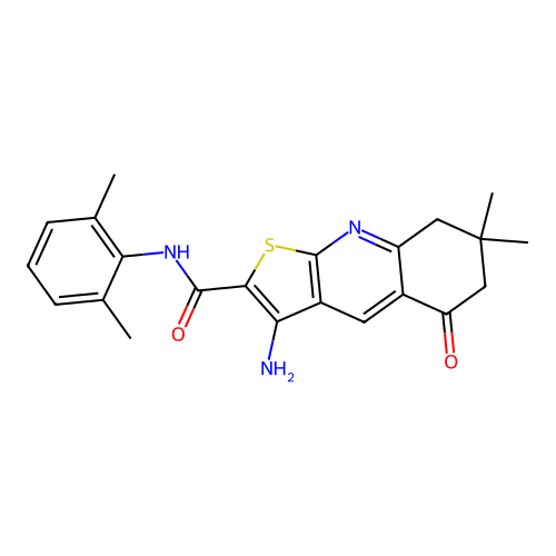 3-amino-N-(2,6-dimethylphenyl)-7,7-dimethyl-5-oxo-5,6,7,8-tetrahydrothieno[2,3-b]quinoline-2-carboxamide structure