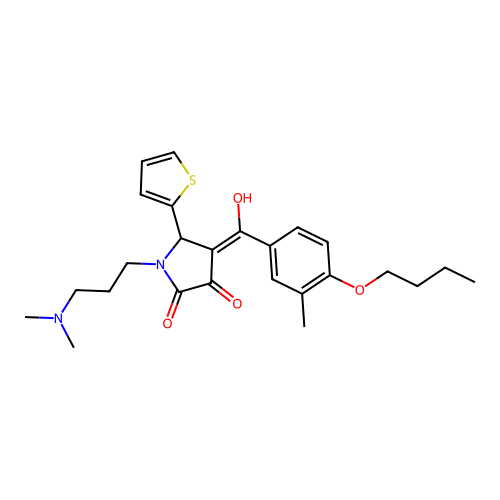 (4E)-4-[(4-butoxy-3-methylphenyl)-hydroxymethylidene]-1-[3-(dimethylamino)propyl]-5-thiophen-2-ylpyrrolidine-2,3-dione structure