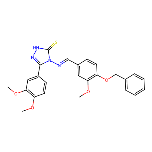 3-(3,4-dimethoxyphenyl)-4-[(E)-(3-methoxy-4-phenylmethoxyphenyl)methylideneamino]-1H-1,2,4-triazole-5-thione structure