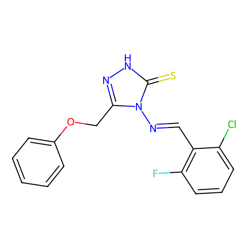 (E)-4-((2-chloro-6-fluorobenzylidene)amino)-5-(phenoxymethyl)-4H-1,2,4-triazole-3-thiol structure