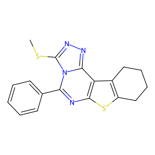 3-(methylsulfanyl)-5-phenyl-8,9,10,11-tetrahydro[1]benzothieno[3,2-e][1,2,4]triazolo[4,3-c]pyrimidine structure