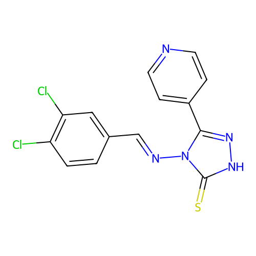 4-[(E)-(3,4-dichlorophenyl)methylideneamino]-3-pyridin-4-yl-1H-1,2,4-triazole-5-thione structure