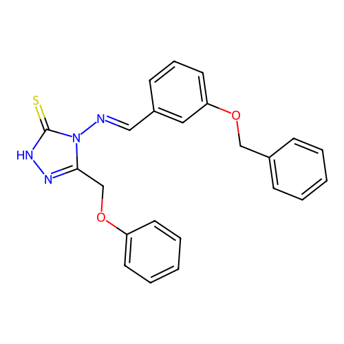 3-(phenoxymethyl)-4-[(E)-(3-phenylmethoxyphenyl)methylideneamino]-1H-1,2,4-triazole-5-thione structure