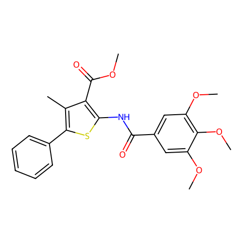 Methyl 4-methyl-5-phenyl-2-[(3,4,5-trimethoxybenzoyl)amino]thiophene-3-carboxylate structure