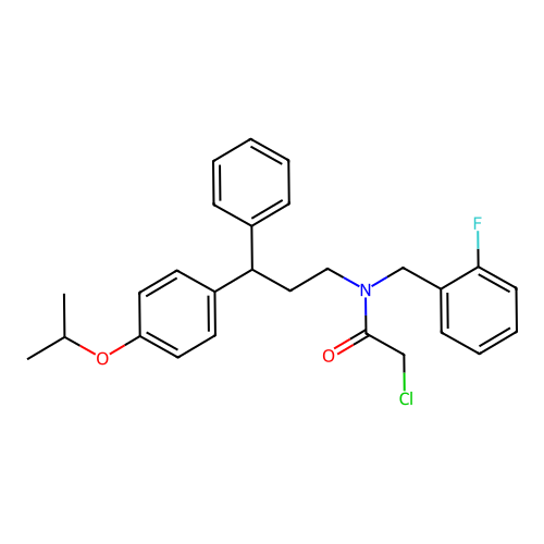 2-chloro-N-(2-fluorobenzyl)-N-(3-(4-isopropoxyphenyl)-3-phenylpropyl)acetamide structure