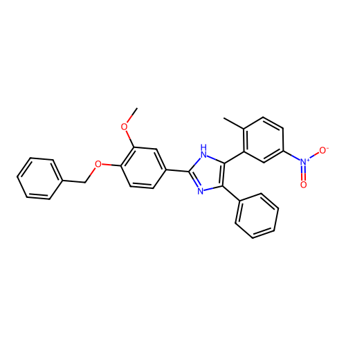 2-(3-methoxy-4-phenylmethoxy-phenyl)-4-(2-methyl-5-nitro-phenyl)-5-phenyl-3H-imidazole structure