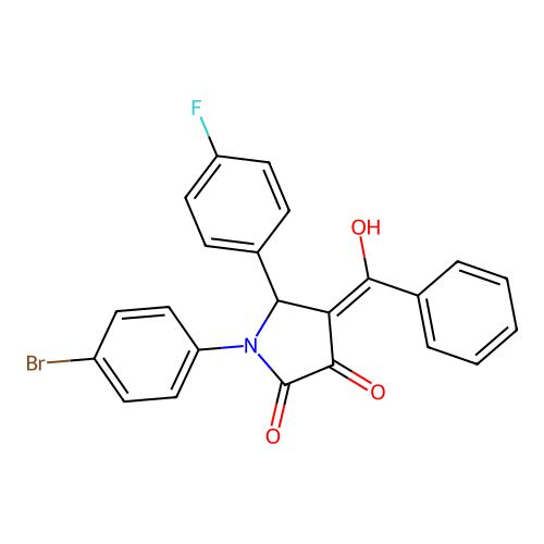 (4E)-1-(4-bromophenyl)-5-(4-fluorophenyl)-4-[hydroxy(phenyl)methylidene]pyrrolidine-2,3-dione structure