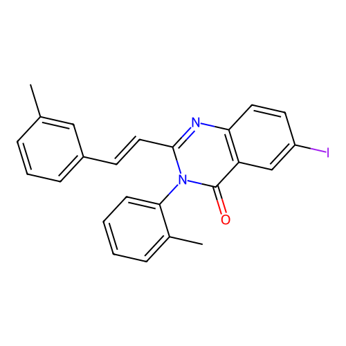 6-iodo-3-(2-methylphenyl)-2-[(E)-2-(3-methylphenyl)ethenyl]quinazolin-4(3H)-one structure