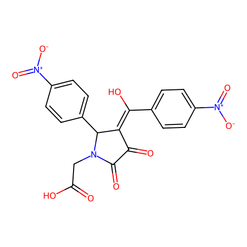 [(3E)-3-[hydroxy(4-nitrophenyl)methylidene]-2-(4-nitrophenyl)-4,5-dioxopyrrolidin-1-yl]acetic acid structure