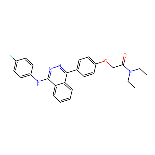 N,N-diethyl-2-(4-{4-[(4-fluorophenyl)amino]phthalazin-1-yl}phenoxy)acetamide structure