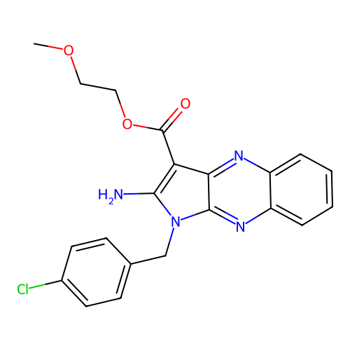 2-methoxyethyl 2-amino-1-(4-chlorobenzyl)-1H-pyrrolo[2,3-b]quinoxaline-3-carboxylate structure