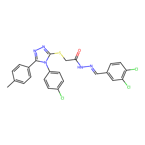 2-{[4-(4-chlorophenyl)-5-(4-methylphenyl)-4H-1,2,4-triazol-3-yl]sulfanyl}-N'-[(E)-(3,4-dichlorophenyl)methylidene]acetohydrazide structure