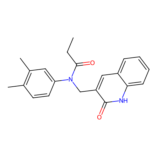 N-(3,4-dimethylphenyl)-N-[(2-oxo-1H-quinolin-3-yl)methyl]propanamide structure