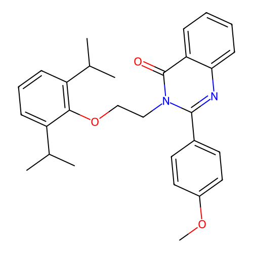 3-{2-[2,6-di(propan-2-yl)phenoxy]ethyl}-2-(4-methoxyphenyl)quinazolin-4(3H)-one structure