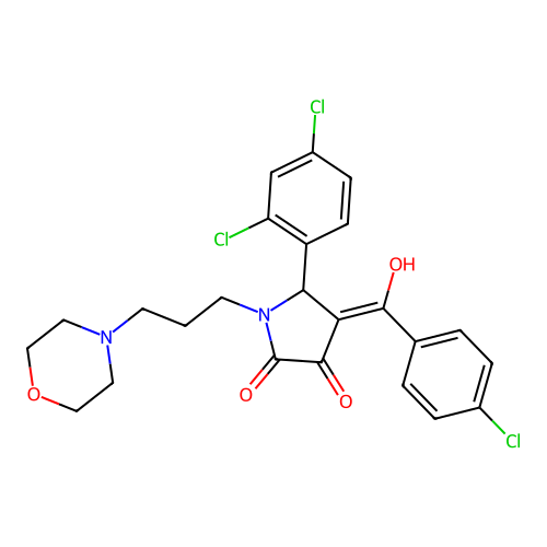 (4E)-4-[(4-chlorophenyl)-hydroxymethylidene]-5-(2,4-dichlorophenyl)-1-(3-morpholin-4-ylpropyl)pyrrolidine-2,3-dione structure