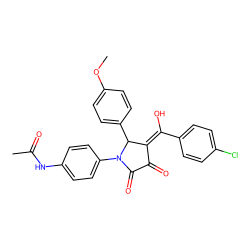 N-[4-[(3E)-3-[(4-chlorophenyl)-hydroxymethylidene]-2-(4-methoxyphenyl)-4,5-dioxopyrrolidin-1-yl]phenyl]acetamide structure