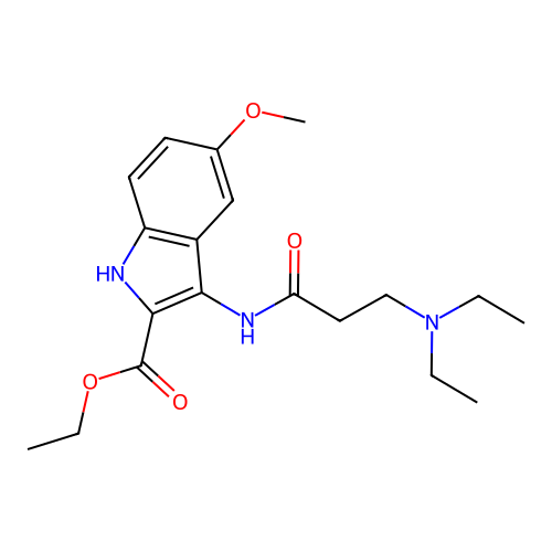 ethyl 3-[(N,N-diethyl-beta-alanyl)amino]-5-methoxy-1H-indole-2-carboxylate structure