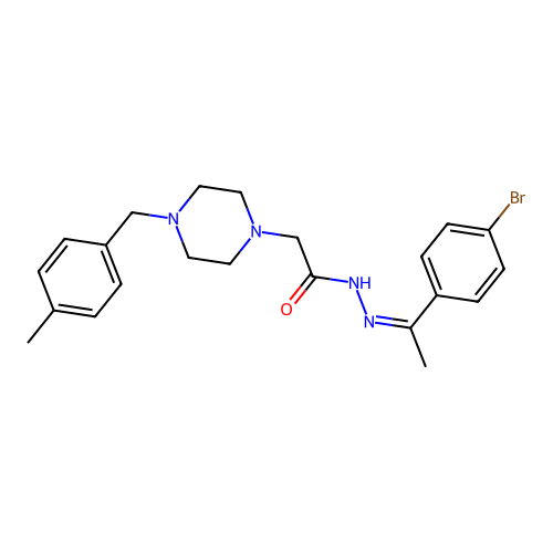 (Z)-N'-(1-(4-bromophenyl)ethylidene)-2-(4-(4-methylbenzyl)piperazin-1-yl)acetohydrazide structure