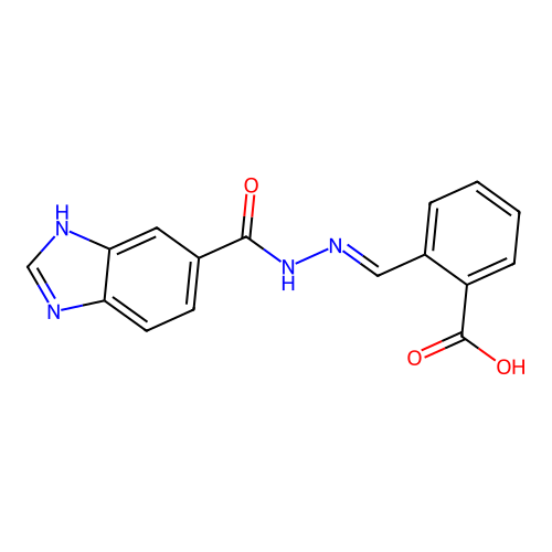 2-{(E)-[(1H-benzimidazol-6-ylcarbonyl)hydrazono]methyl}benzoic acid structure