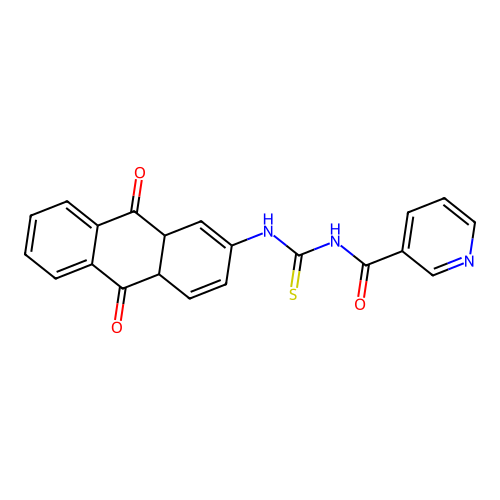 N-((9,10-dioxo-4a,9,9a,10-tetrahydroanthracen-2-yl)carbamothioyl)nicotinamide structure