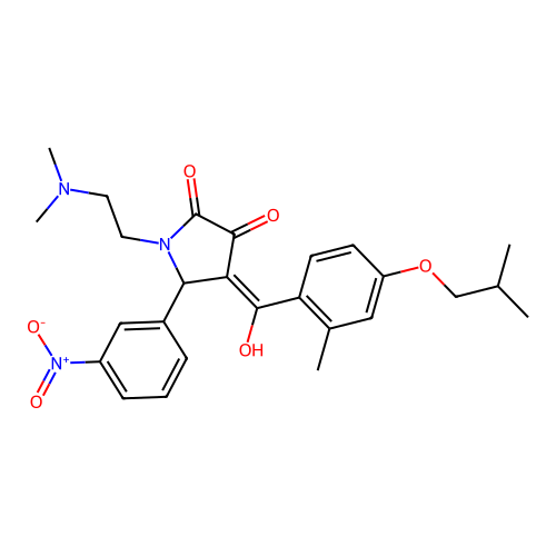 (4E)-1-(2-dimethylaminoethyl)-4-[hydroxy-[2-methyl-4-(2-methylpropoxy)phenyl]methylidene]-5-(3-nitrophenyl)pyrrolidine-2,3-dione structure