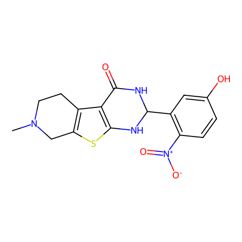 2-(5-hydroxy-2-nitrophenyl)-7-methyl-1,2,5,6,7,8-hexahydropyrido[4',3':4,5]thieno[2,3-d]pyrimidin-4-ol structure