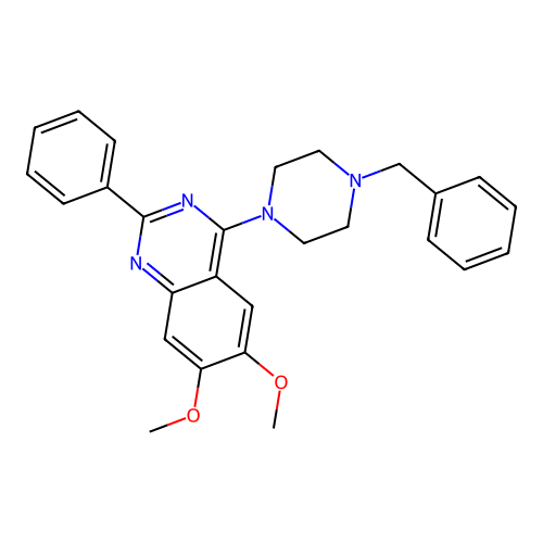 4-(4-Benzylpiperazin-1-yl)-6,7-dimethoxy-2-phenylquinazoline structure