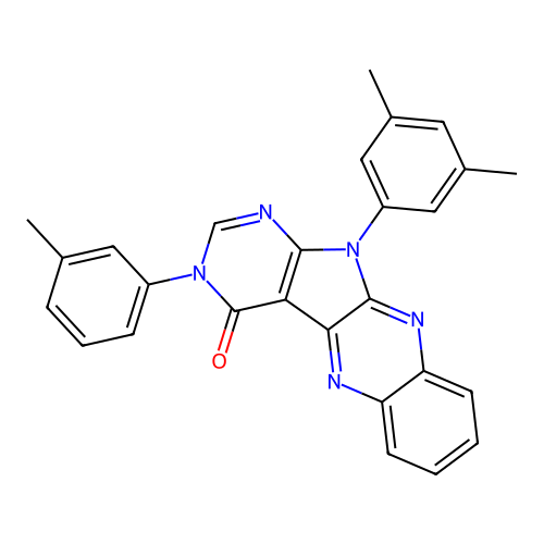 11-(3,5-dimethylphenyl)-3-(3-methylphenyl)-3,11-dihydro-4H-pyrimido[5',4':4,5]pyrrolo[2,3-b]quinoxalin-4-one structure