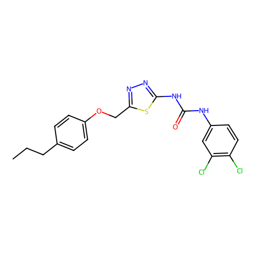 1-(3,4-Dichlorophenyl)-3-[5-[(4-propylphenoxy)methyl]-1,3,4-thiadiazol-2-yl]urea structure