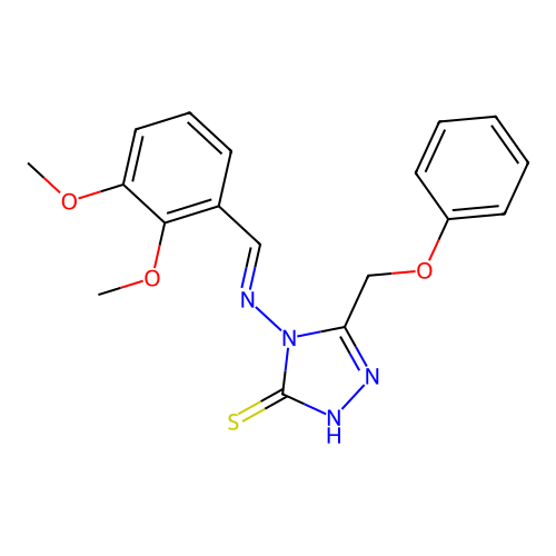(E)-4-((2,3-dimethoxybenzylidene)amino)-5-(phenoxymethyl)-4H-1,2,4-triazole-3-thiol structure