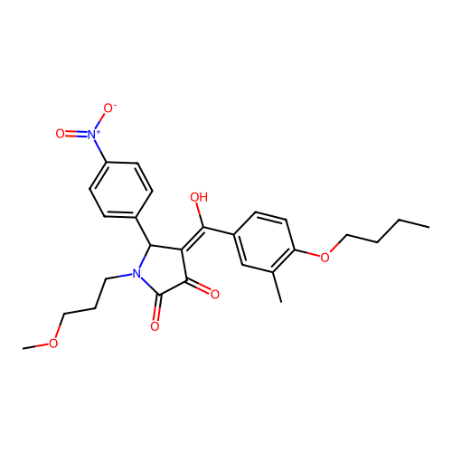 (4E)-4-[(4-butoxy-3-methylphenyl)-hydroxymethylidene]-1-(3-methoxypropyl)-5-(4-nitrophenyl)pyrrolidine-2,3-dione structure