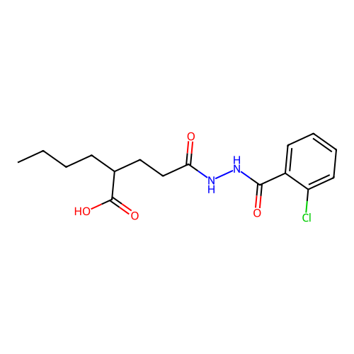 2-(3-(2-(2-Chlorobenzoyl)hydrazinyl)-3-oxopropyl)hexanoic acid structure