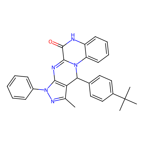 11-(4-(tert-butyl)phenyl)-10-methyl-8-phenyl-8,11-dihydropyrazolo[3',4':4,5]pyrimido[1,2-a]quinoxalin-6-ol structure