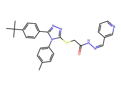 2-[[5-(4-tert-butylphenyl)-4-(4-methylphenyl)-1,2,4-triazol-3-yl]sulfanyl]-N-[(E)-pyridin-3-ylmethylideneamino]acetamide structure
