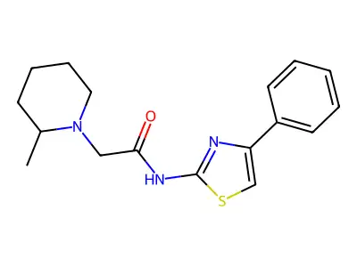 2-(2-methylpiperidin-1-yl)-N-(4-phenyl-1,3-thiazol-2-yl)acetamide structure