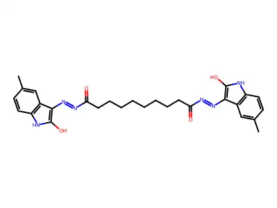 N'~1~,N'~10~-bis[(3Z)-5-methyl-2-oxo-1,2-dihydro-3H-indol-3-ylidene]decanedihydrazide structure