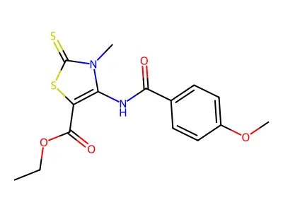 ethyl 4-[(4-methoxybenzoyl)amino]-3-methyl-2-sulfanylidene-1,3-thiazole-5-carboxylate structure