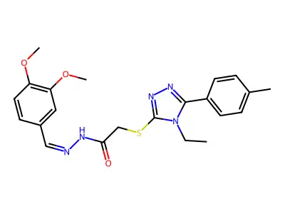 N-[(E)-(3,4-dimethoxyphenyl)methylideneamino]-2-[[4-ethyl-5-(4-methylphenyl)-1,2,4-triazol-3-yl]sulfanyl]acetamide structure