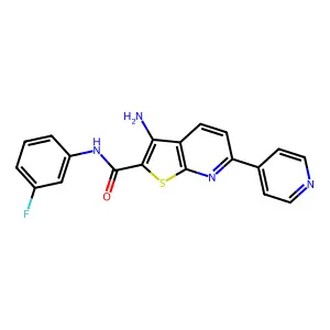3-amino-N-(3-fluorophenyl)-6-pyridin-4-ylthieno[2,3-b]pyridine-2-carboxamide structure