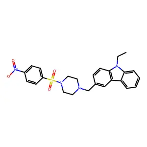 9-Ethyl-3-[[4-(4-nitrophenyl)sulfonylpiperazin-1-yl]methyl]carbazole structure