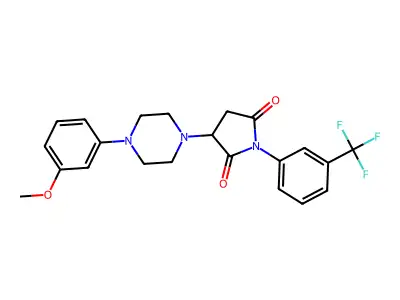3-[4-(3-methoxyphenyl)piperazin-1-yl]-1-[3-(trifluoromethyl)phenyl]pyrrolidine-2,5-dione structure